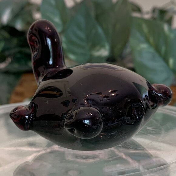 Vintage Art Glass Handblown Turtle Tortoise Paperweight Figurine Purple Burgundy - Picture 10 of 16